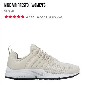 Nike Air Presto - size 9, light bone